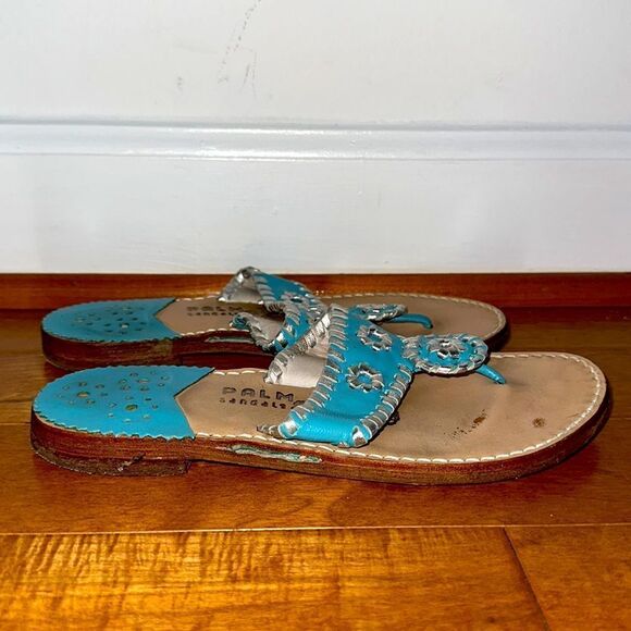 Palm Beach Turquoise Flip Flop Sandals Sz 6 - Picture 3 of 8